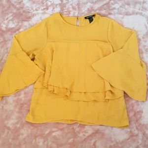 Mustard Ruffled Chiffon Blouse